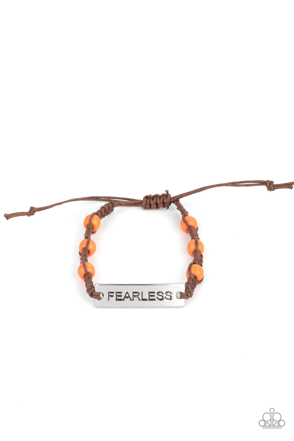 Paparazzi Accessories-Conversation Piece Orange Engraved "Fearless" Bracelet