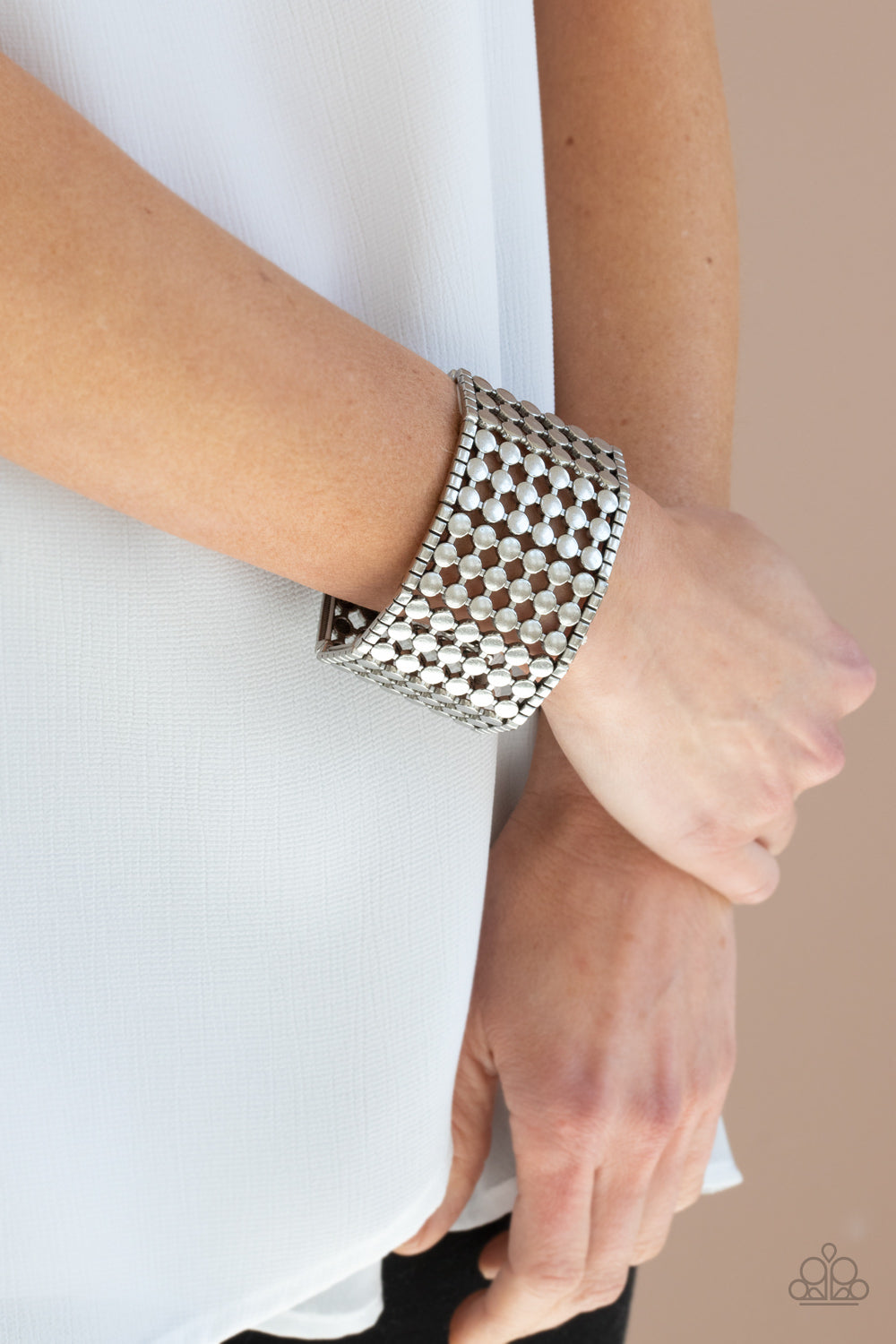 Paparazzi Accessories-Cool and CONNECTED Silver Dot Bracelet