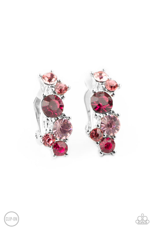 Paparazzi Accessories-Cosmic Celebration Pink Sparkly Rhinestone Earrings