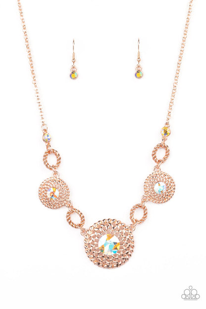 Paparazzi Accessories-Cosmic Cosmos Multi Rose Gold Flowery Necklace Set