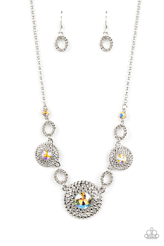 Paparazzi Accessories-Cosmic Cosmos Yellow Rhinestone Petal Necklace Set