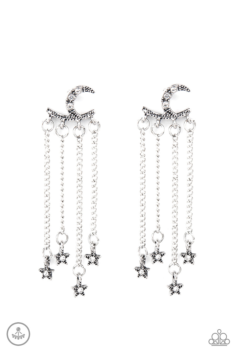 Paparazzi Accessories-Cosmic Goddess White Rhinestone Earrings