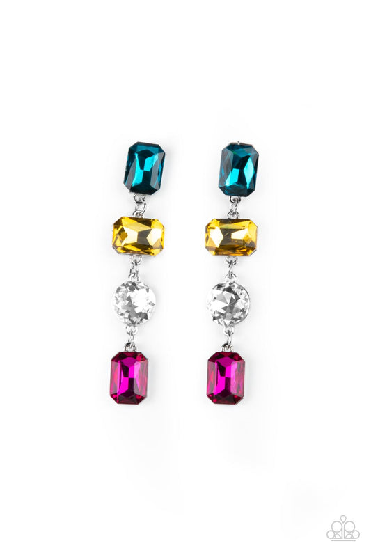 Paparazzi Accessories-Cosmic Heiress Multi Rhinestone Earrings