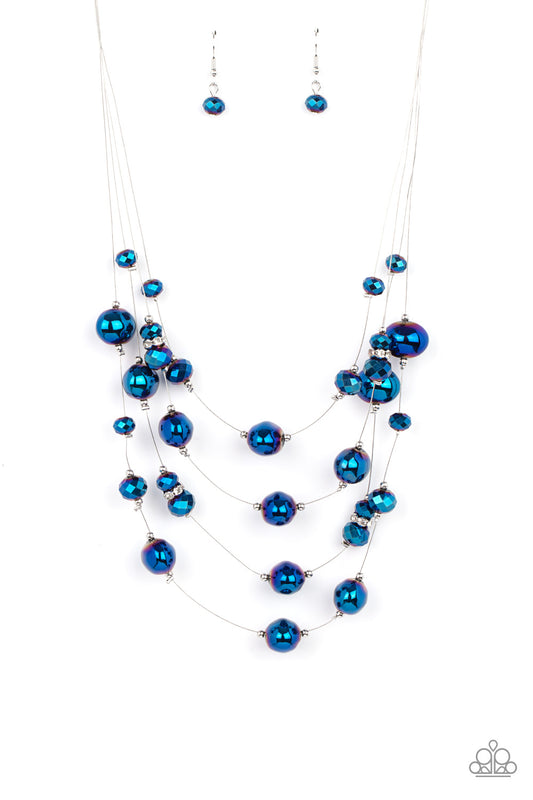 Paparazzi Accessories-Cosmic Real Estate Blue Oil Spill Bead Necklace Set