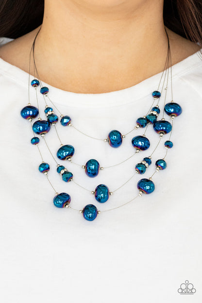 Paparazzi Accessories-Cosmic Real Estate Blue Oil Spill Bead Necklace Set