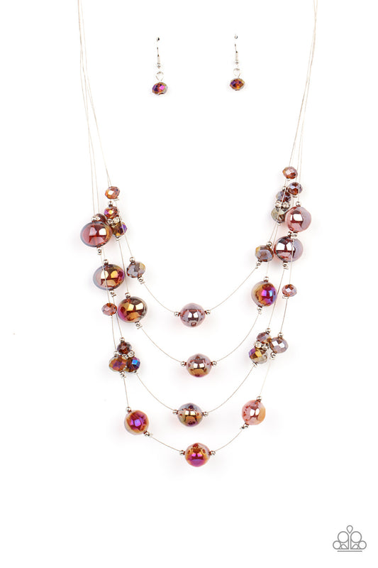 Paparazzi Accessories-Cosmic Real Estate Brown Oil Spill Bead Necklace Set