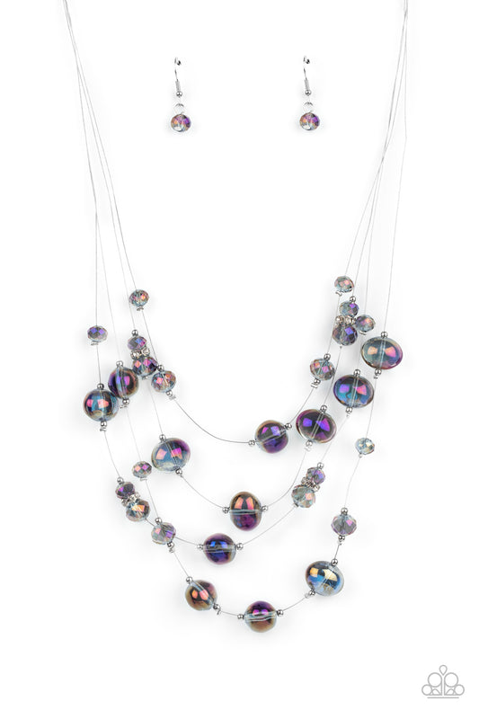 Paparazzi Accessories-Cosmic Real Estate Multi Faceted Oil Spill Bead Necklace Set