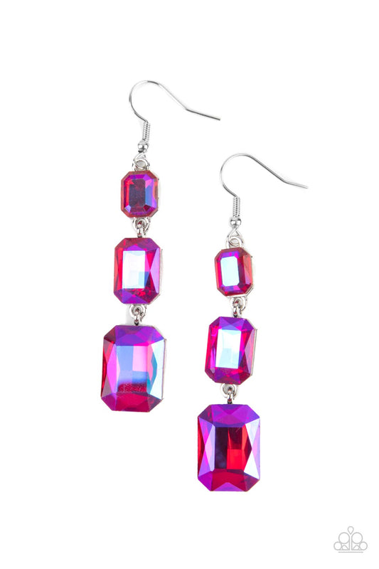 Paparazzi Accessories-Cosmic Red Carpet Pink Shimmer Earrings