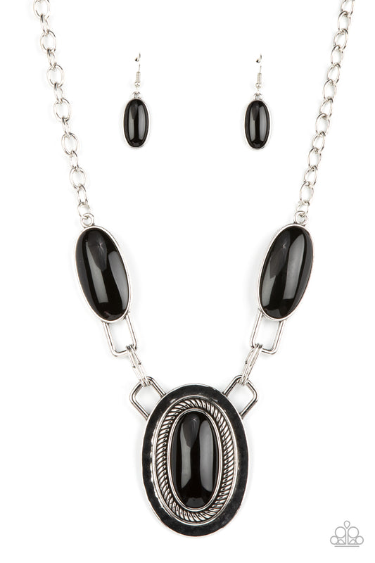 Paparazzi Accessories-Count To TENACIOUS Black Oblong Necklace Set