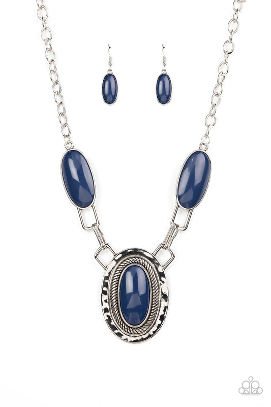 Paparazzi Accessories-Count to TENACIOUS Blue Oblong Pendant Necklace Set