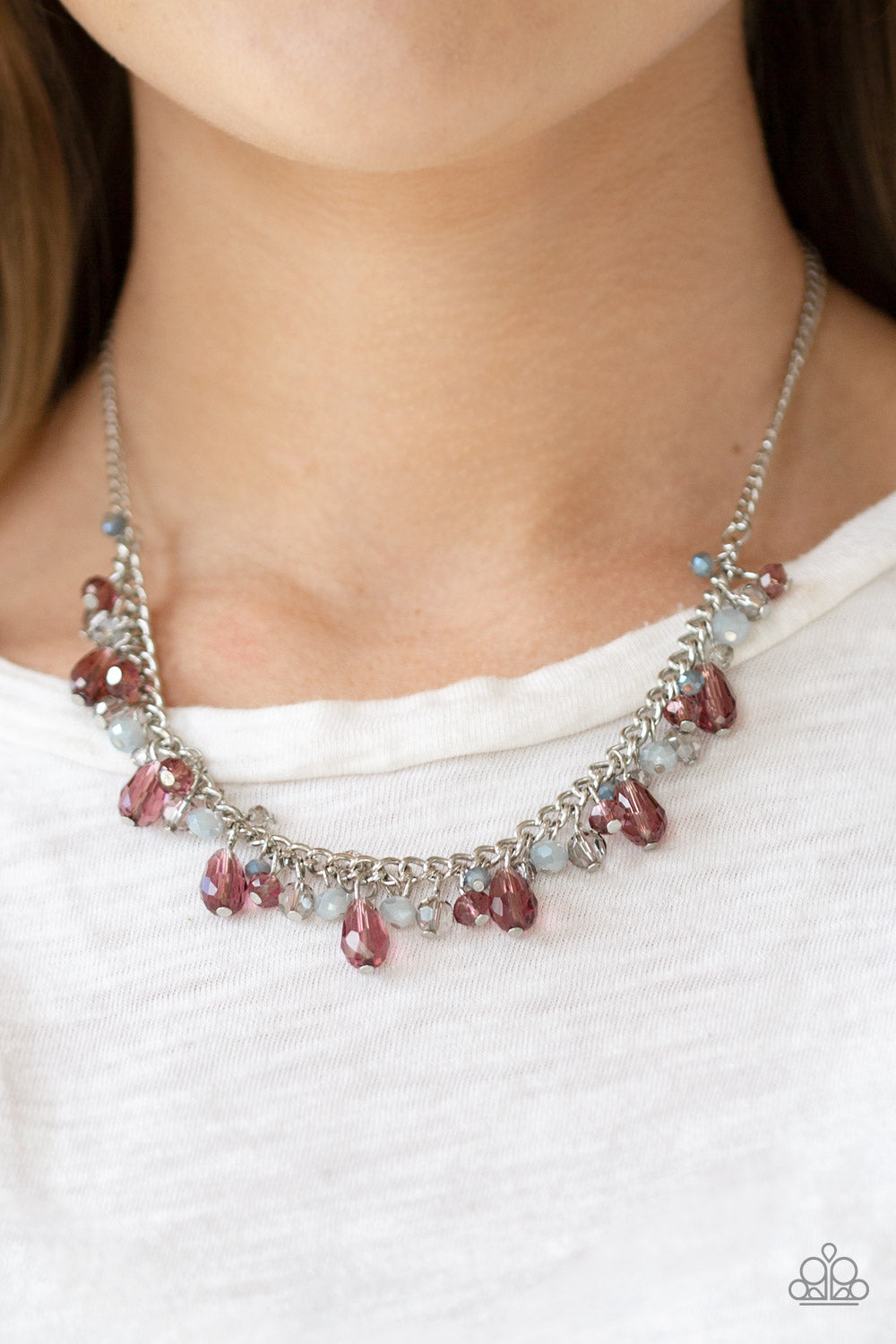 Paparazzi Accessories-Courageously Catwalk Purple Crystal Necklace Set