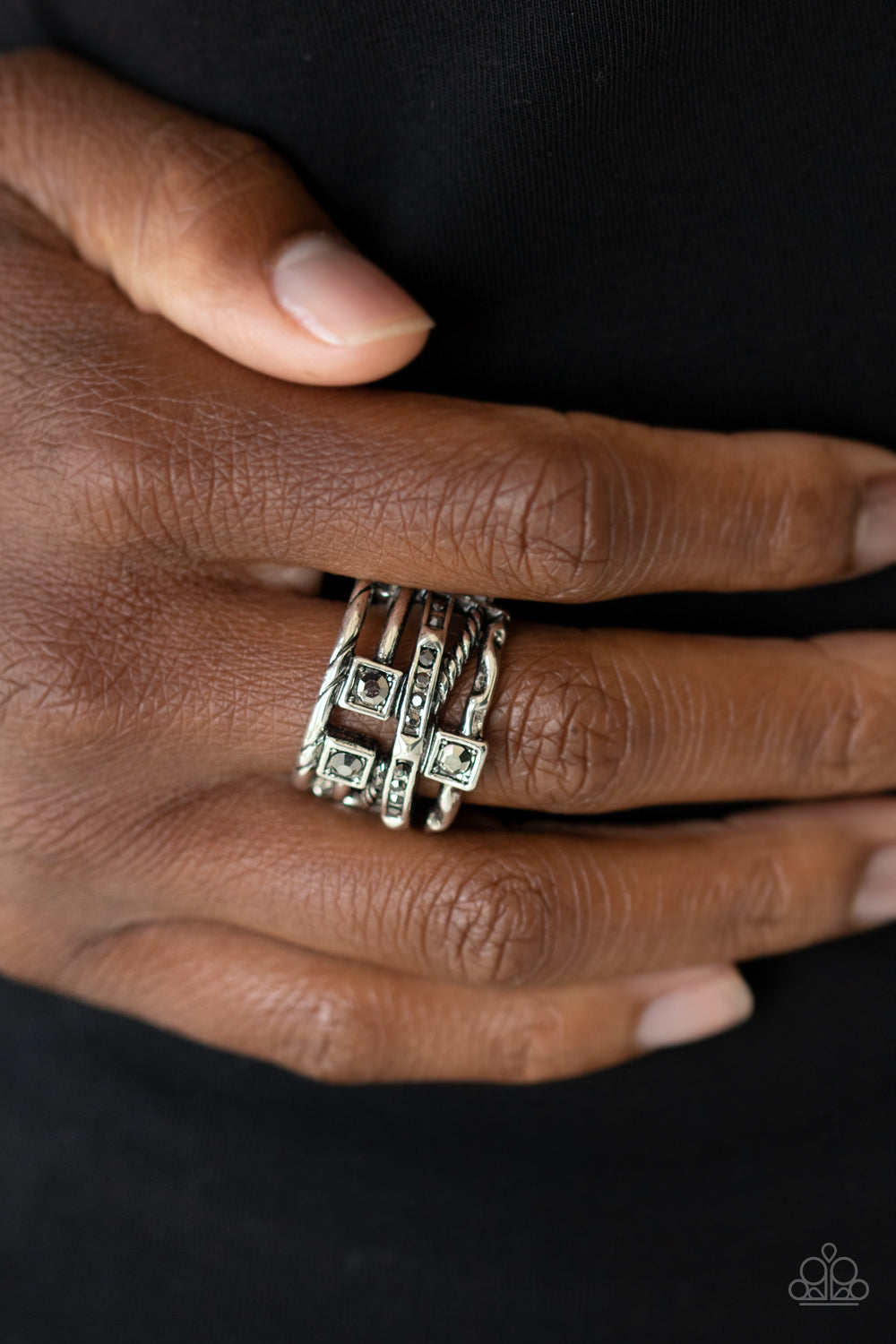 Paparazzi Accessories-Couture Connoisseur Silver Hematite Ring