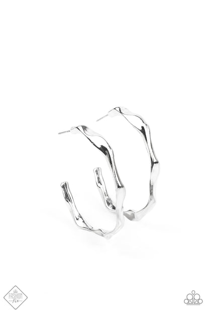 Paparazzi Accessories-Coveted Curves Silver Twist Hoop Earrings