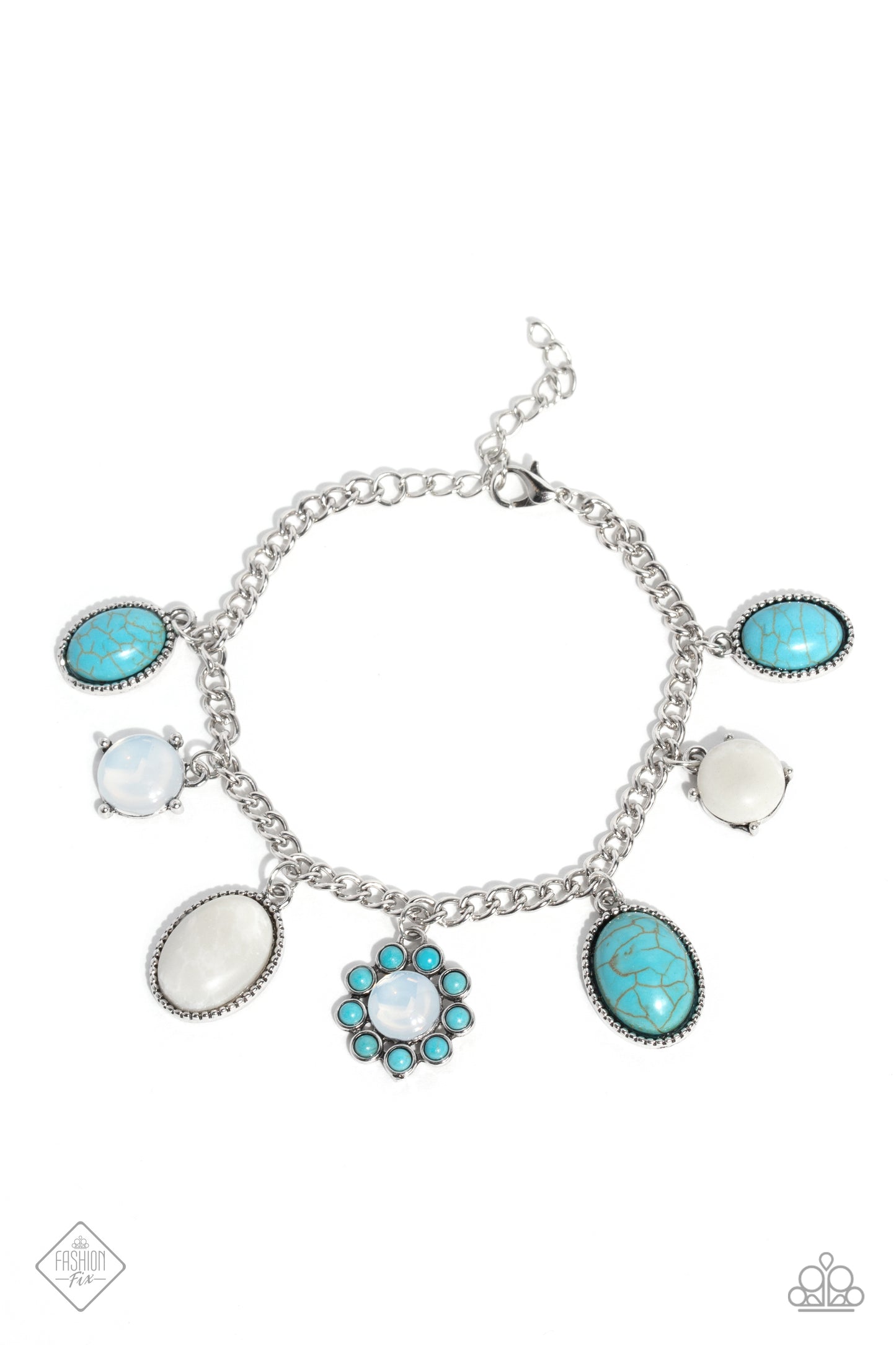 Paparazzi Accessories-Cowboy Charm Blue Turquoise Stone 2023 FF Bracelet