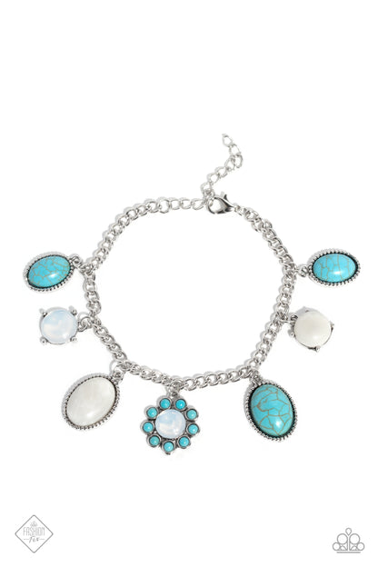 Paparazzi Accessories-Cowboy Charm Blue Turquoise Stone 2023 FF Bracelet