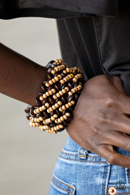 Paparazzi Accessories-Cozy in Cozumel Brown Wooden Bracelet