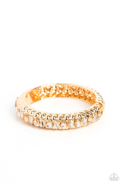 Paparazzi Accessories-Crafted Coals Gold Teardrops Bangle Bracelet