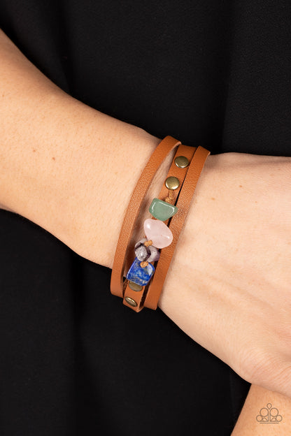 Paparazzi Accessories-Creek Cache Brass Multi Stone Knotted Bracelet