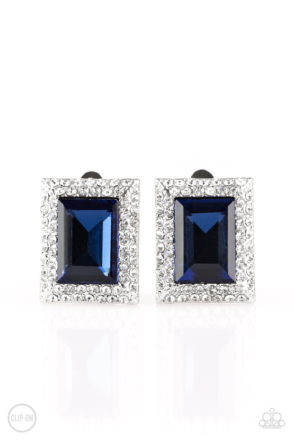 Paparazzi Accessories-Crowned Couture Blue Clip On Earrings