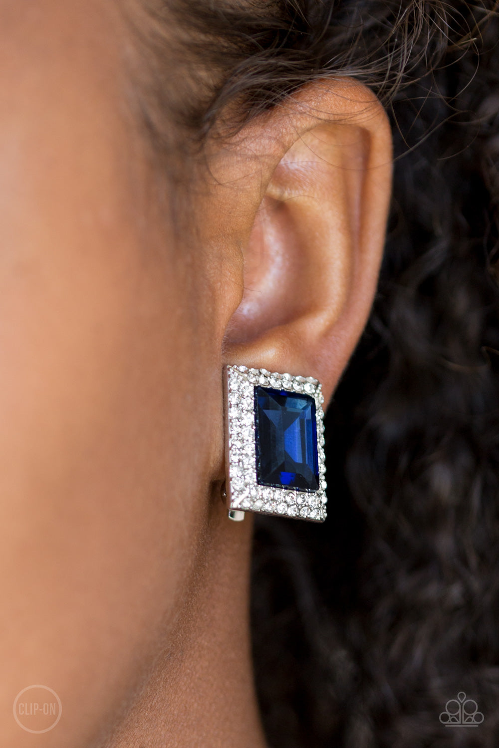 Paparazzi Accessories-Crowned Couture Blue Clip On Earrings