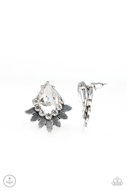 Paparazzi Accessories-Crystal Canopy White Earrings