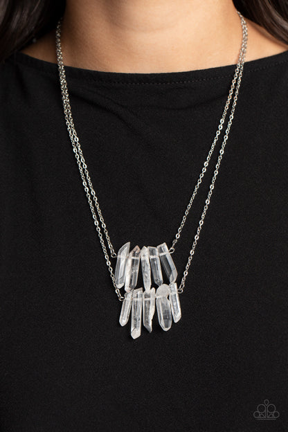Paparazzi Accessories-Crystal Catwalk White Icy Stone Necklace Set