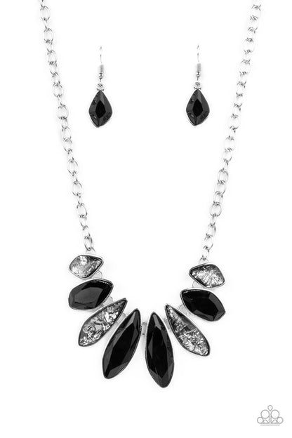 Paparazzi Accessories-Crystallized Couture Black Shimmery Necklace Set