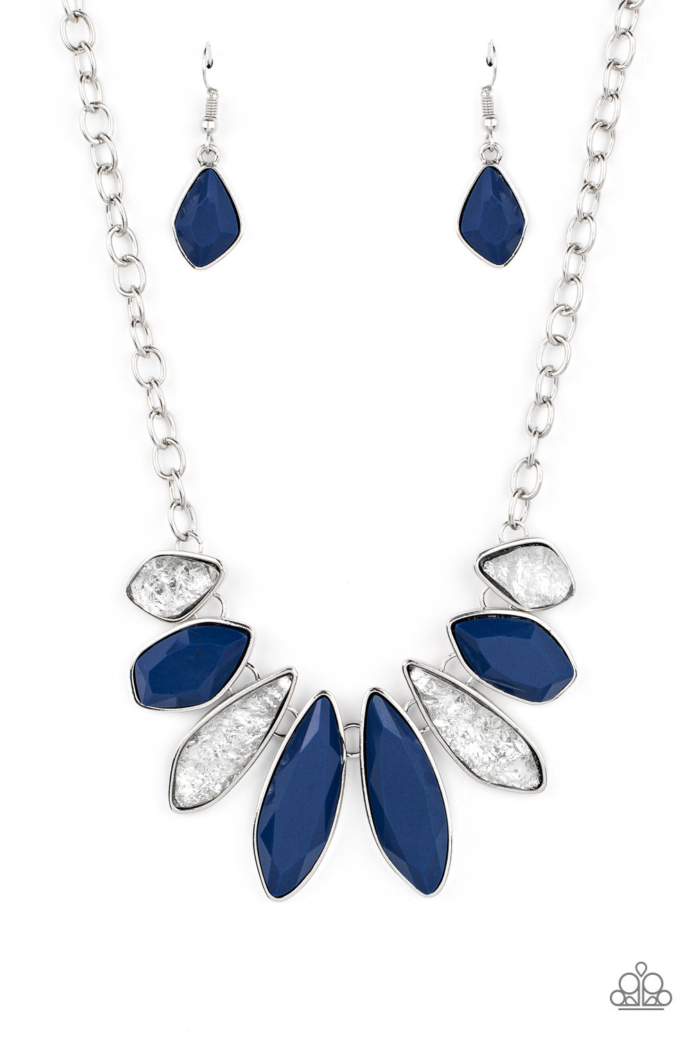 Paparazzi Accessories-Crystallized Couture Blue Sparkly Teardrop Necklace Set