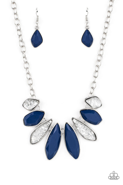 Paparazzi Accessories-Crystallized Couture Blue Sparkly Teardrop Necklace Set