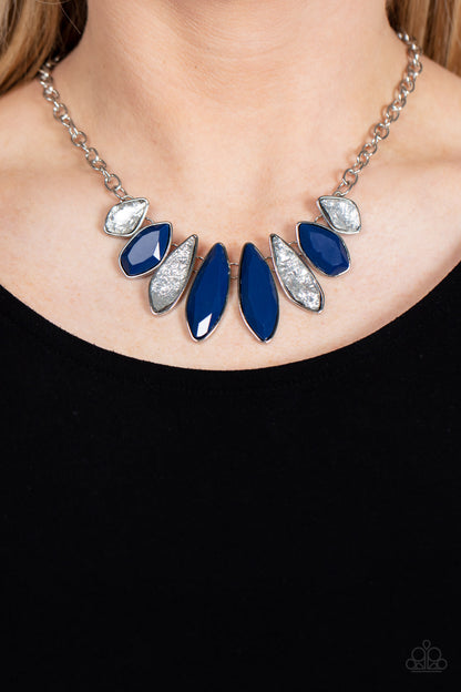 Paparazzi Accessories-Crystallized Couture Blue Sparkly Teardrop Necklace Set
