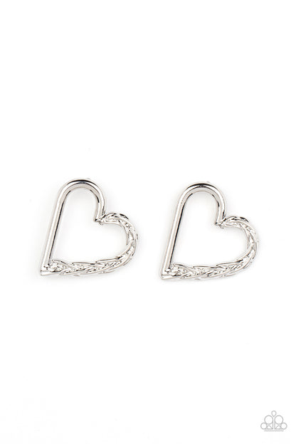 Paparazzi Accessories-Cupid, Who? Silver Heart Twinkly Earrings