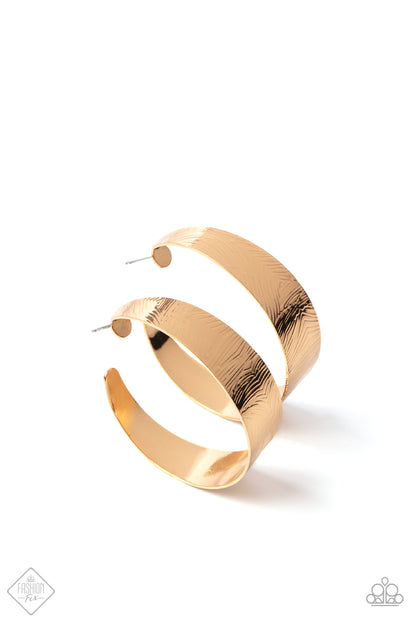 Paparazzi Accessories-Curve Crushin Gold Geometric Hoop Earrings