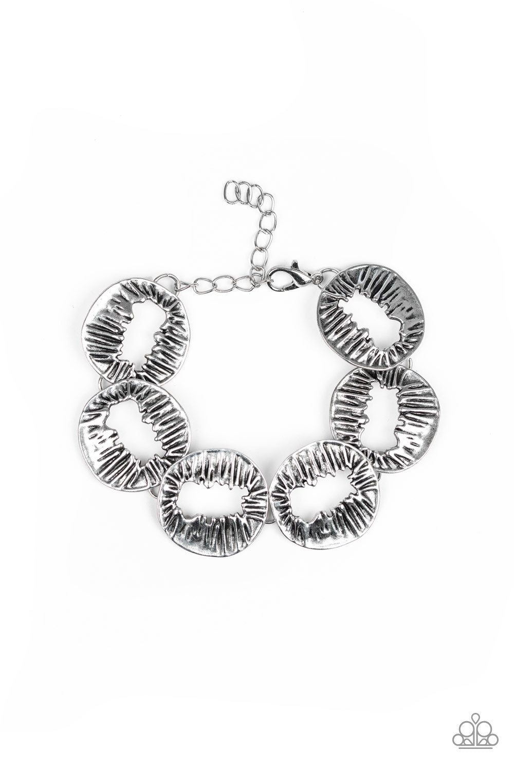 Paparazzi Accessories-Cut It Out! Silver Textured Discs Bracelet