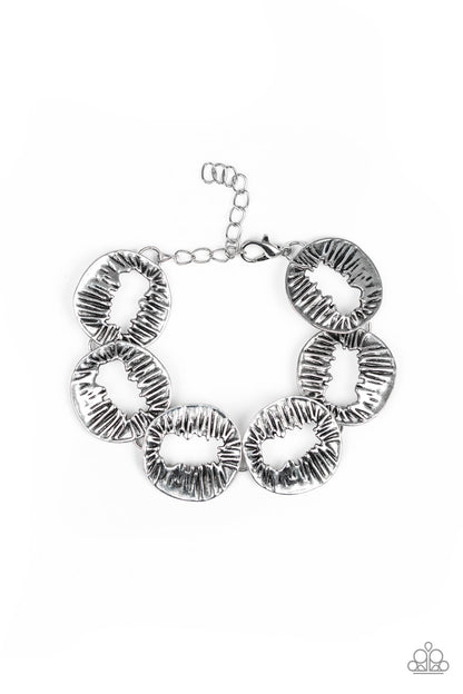 Paparazzi Accessories-Cut It Out! Silver Textured Discs Bracelet