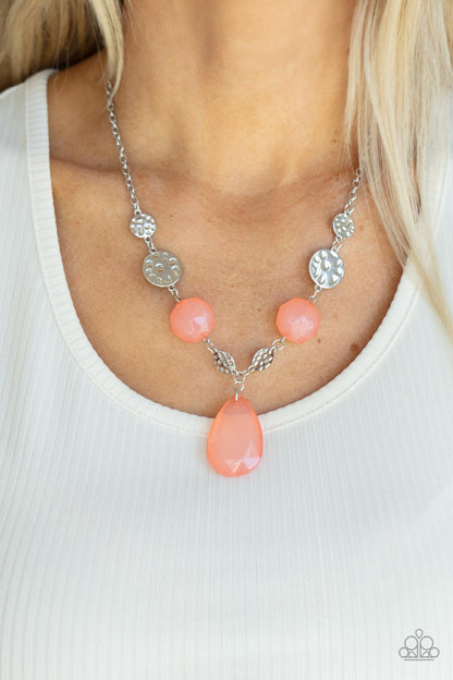 Paparazzi Accessories-DEW What You Wanna DEW Orange Teardrop Crystal Necklace Set