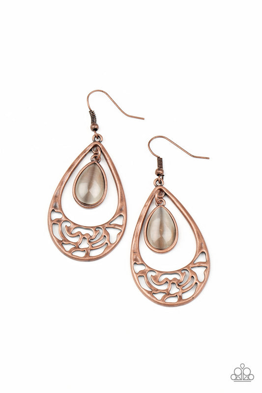 Paparazzi Accessories-DEW You Feel Me? Copper Earrings