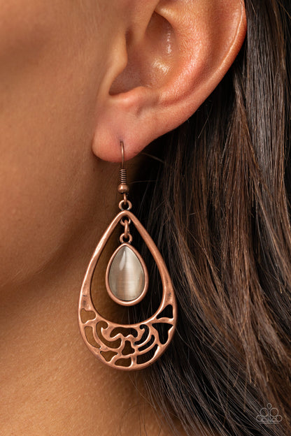 Paparazzi Accessories-DEW You Feel Me? Copper Earrings