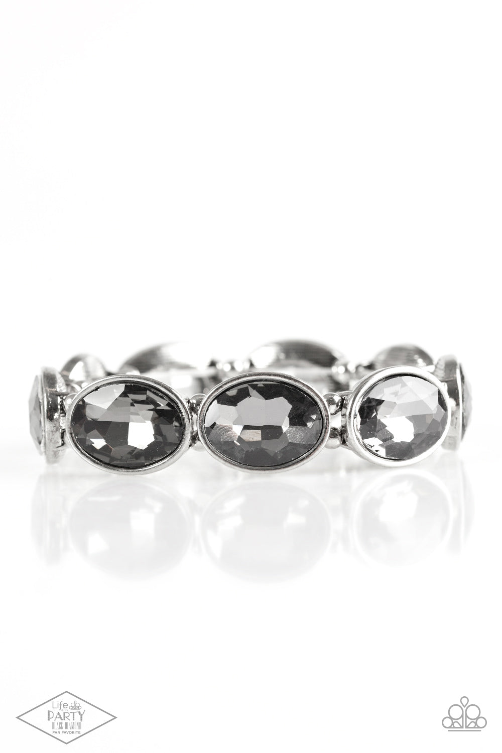 Paparazzi Accessories-DIVA In Disguise Silver Sleek Smoky Gem Bracelet