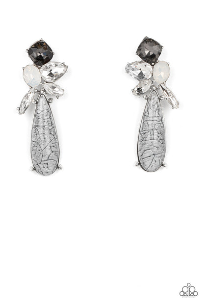 Paparazzi Accessories-DIY Dazzle Silver Glitzy Cut Rhinestone Earrings