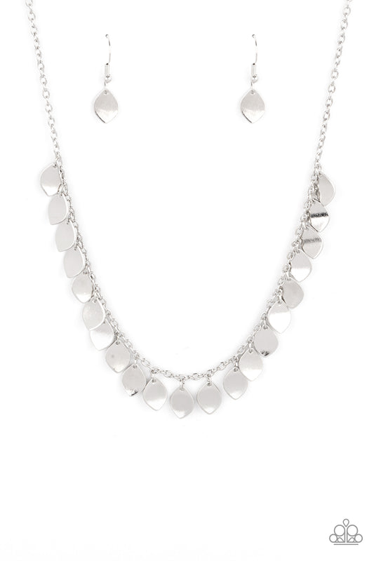 Paparazzi Accessories-Dainty DISCovery Silver Teardrop Discs Necklace Set