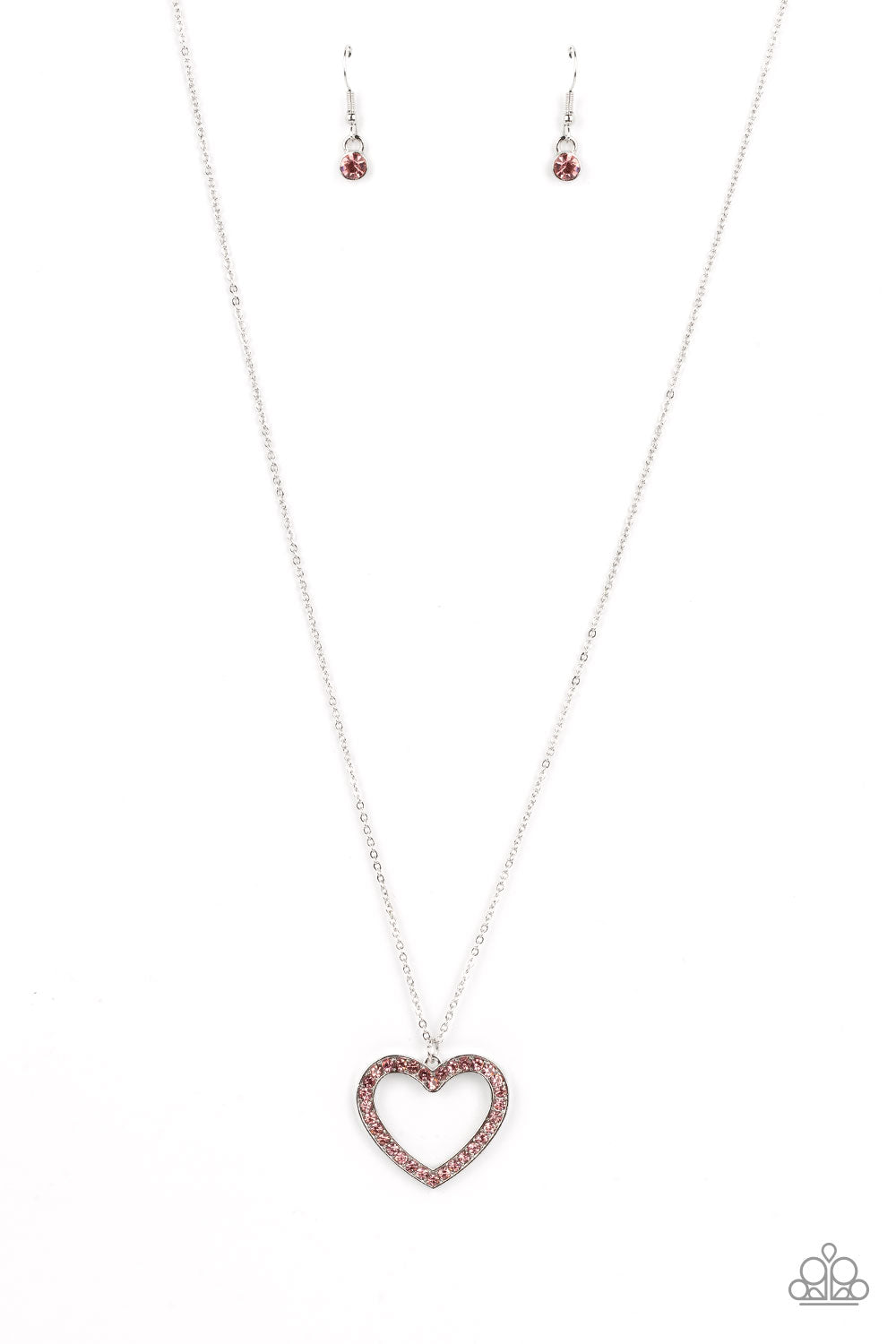 Paparazzi Accessories-Dainty Darling Pink Silhouette Heart Necklace Set