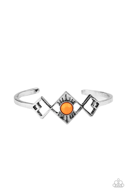 Paparazzi Accessories-Dainty Deco Orange Cuff Bracelet