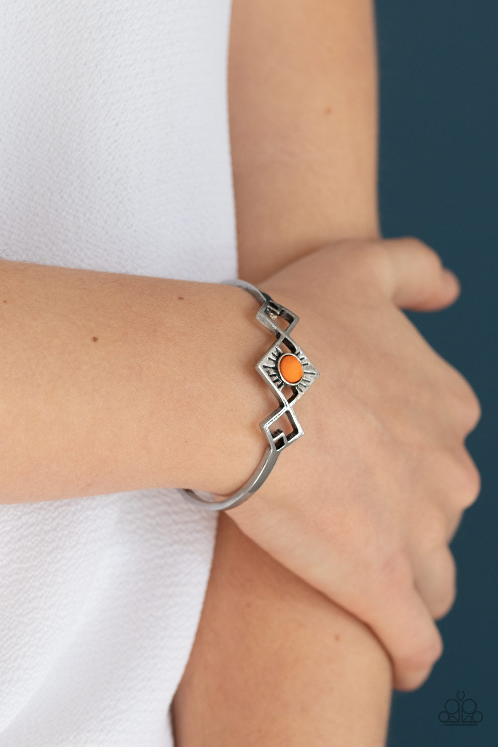 Paparazzi Accessories-Dainty Deco Orange Cuff Bracelet