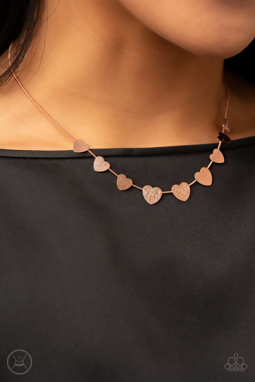 Paparazzi Accessories-Dainty Desire Copper Flat Heart Choker Necklace Set