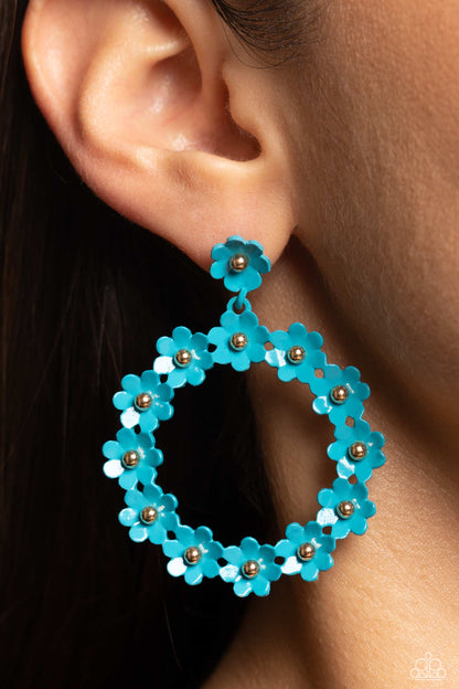 Paparazzi Accessories-Daisy Meadows Blue Dainty Daisy Bloom Earrings