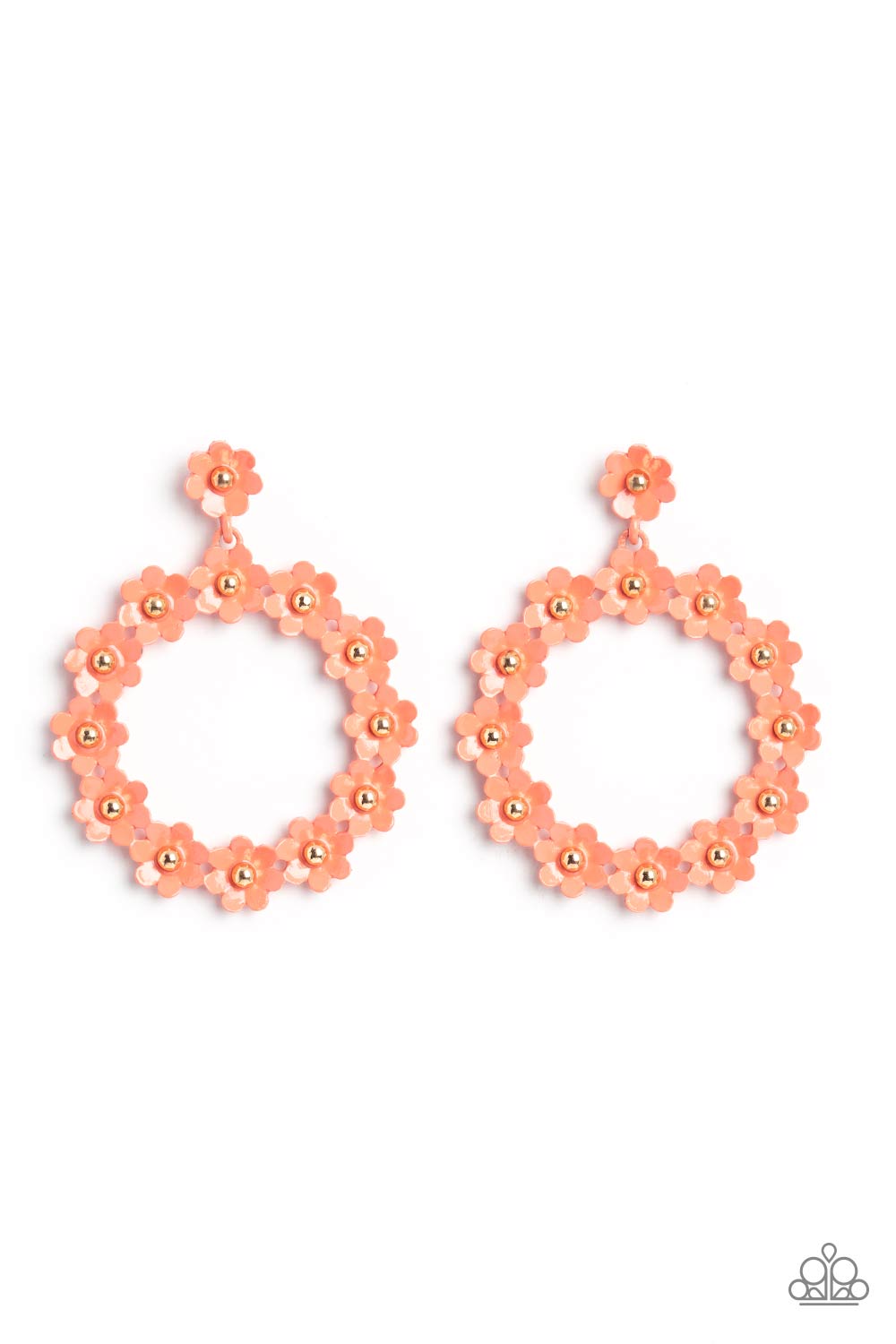 Paparazzi Accessories-Daisy Meadows Orange Solitaire Wreath Earrings