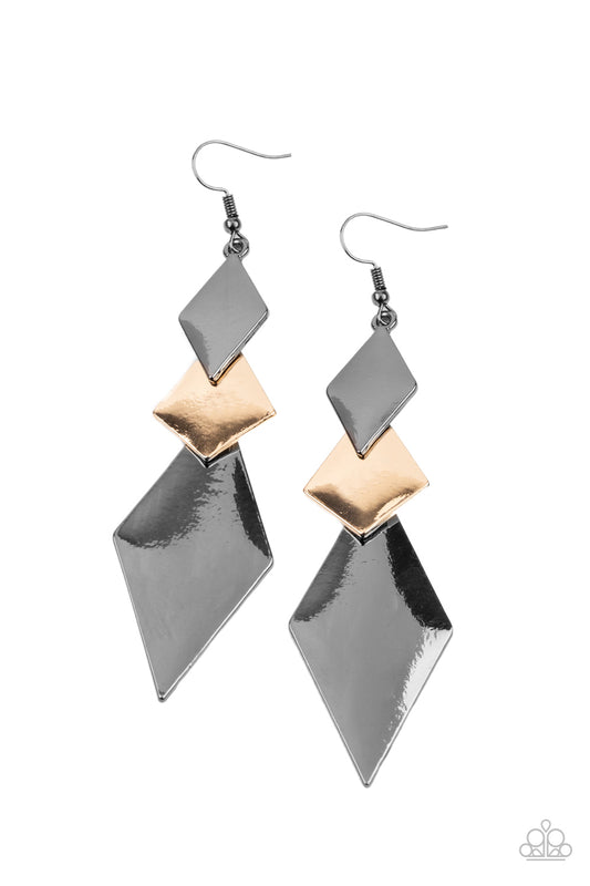 Paparazzi Accessories-Danger Ahead Multi Kite Shaped Earrings