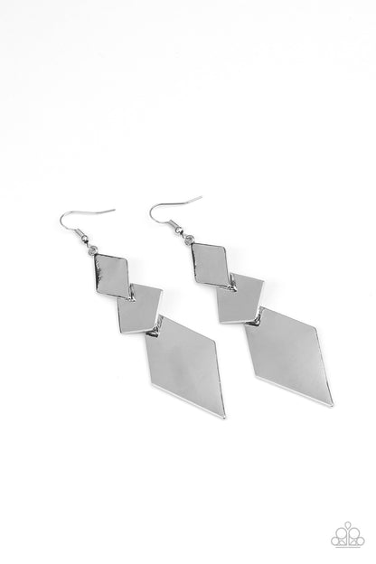 Paparazzi Accessories-Danger Ahead Silver Earrings