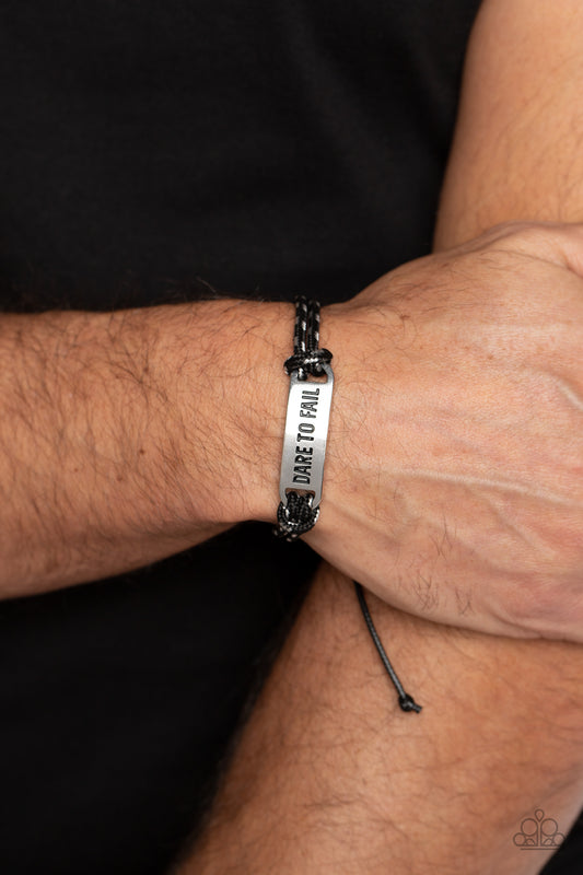 Paparazzi Accessories-Dare To Fail Black Inspirational Pendant Bracelet