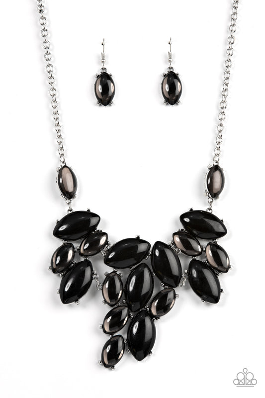 Paparazzi Accessories-Date Night Nouveau Black Oval Bead Necklace Set